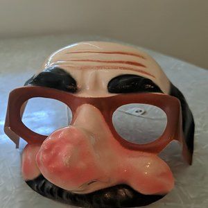 Vintage Halloween Topstone Plastic Mask with Glasses and String